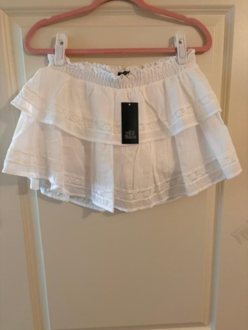 NWT Women's Wild Fable Tiered Ruffle Mini Skort Skirt White Lined Size Small